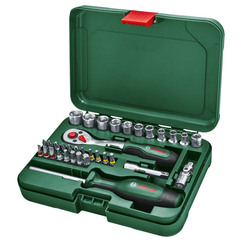 BOSCH Home and Garden 34-Piece Socket Set - 1/4" Drive with Ergonomic Grip & Magnetic Bits Holder for Versatile DIY Projects - Image 2