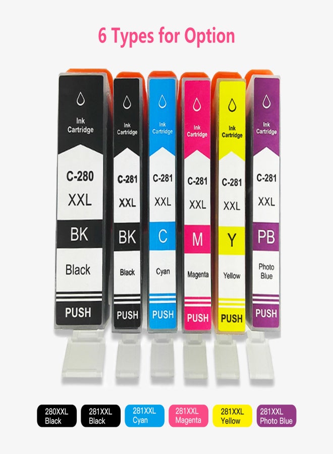 Compatible Ink Cartridge Replacement for Canon PGI-280XXL CLI-281XXL PGI 280 CLI 281 Compatible with Canon Pixma TR7520 TR8520 TS6120 TS8120 TS702 TS6220 TS8220 TS9120 TS9520 TS9521C Printer, 1 Pack - Image 2