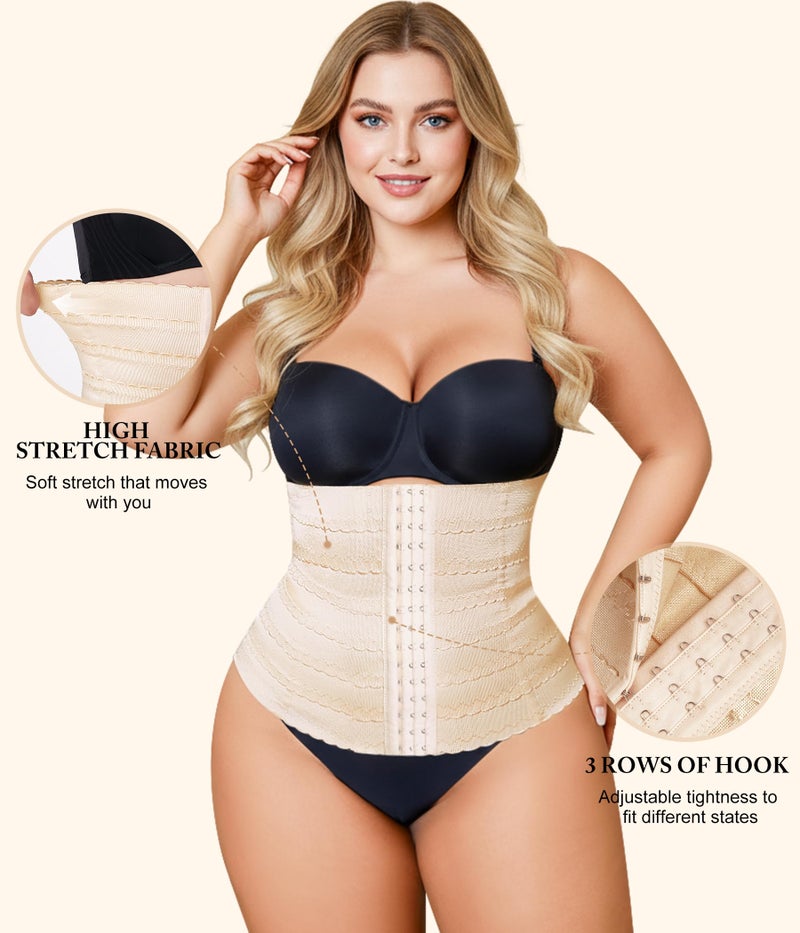 Irisnaya Plus Size Waist Trainer Corset Shapewear - Curve Waist Cincher for Women Faja Body Shaper Tummy Control Girdle Beige - Image 2