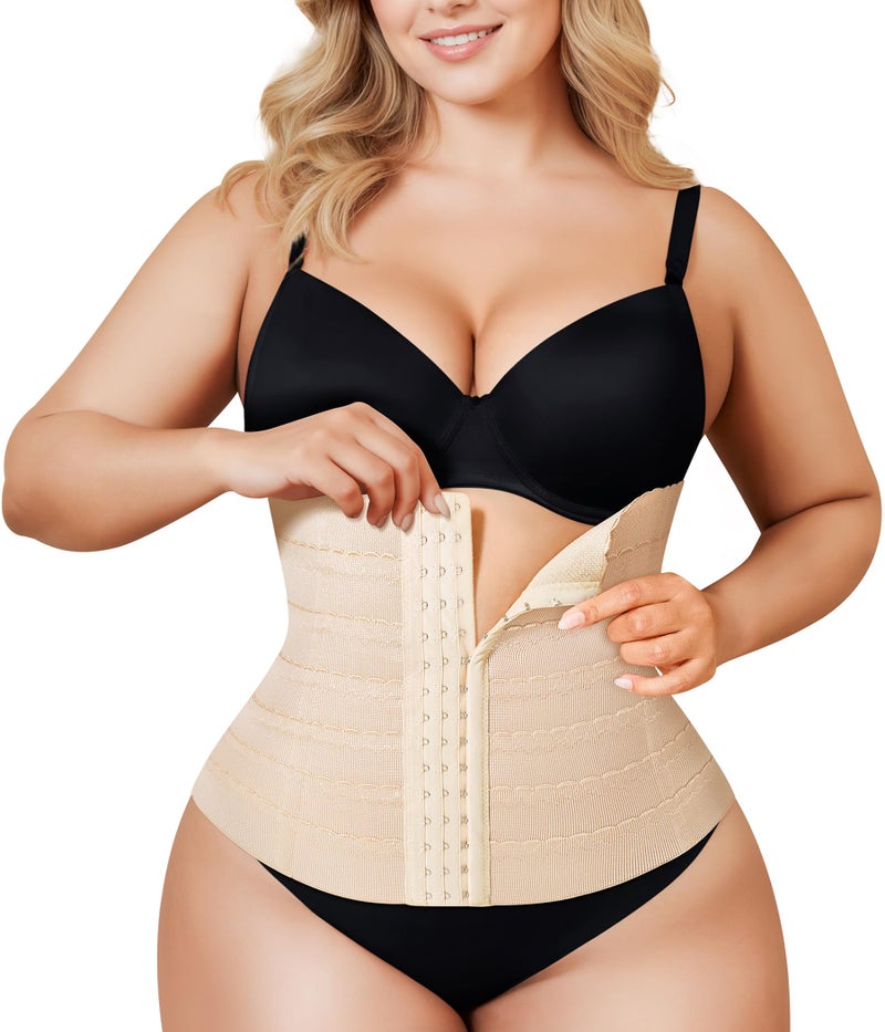 Irisnaya Plus Size Waist Trainer Corset Shapewear - Curve Waist Cincher for Women Faja Body Shaper Tummy Control Girdle Beige - Image 1