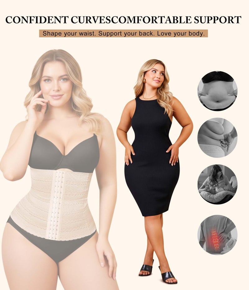 Irisnaya Plus Size Waist Trainer Corset Shapewear - Curve Waist Cincher for Women Faja Body Shaper Tummy Control Girdle Beige - Image 5