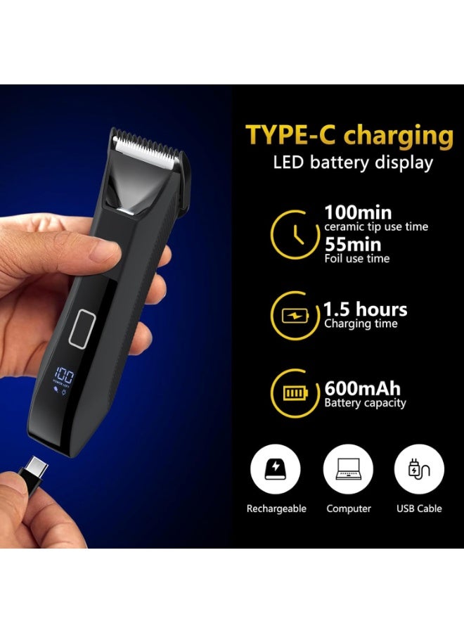 Suttik 3 in 1 Manscape Trimmer for Men, Body & Ball Hair Trimmer，Nose Hair Trimmer ，Wet/Dry Electric Razors Smooth No-Nick Shaving ，IPX7 Waterproof Men's Grooming Kit with Travel Case - Image 3