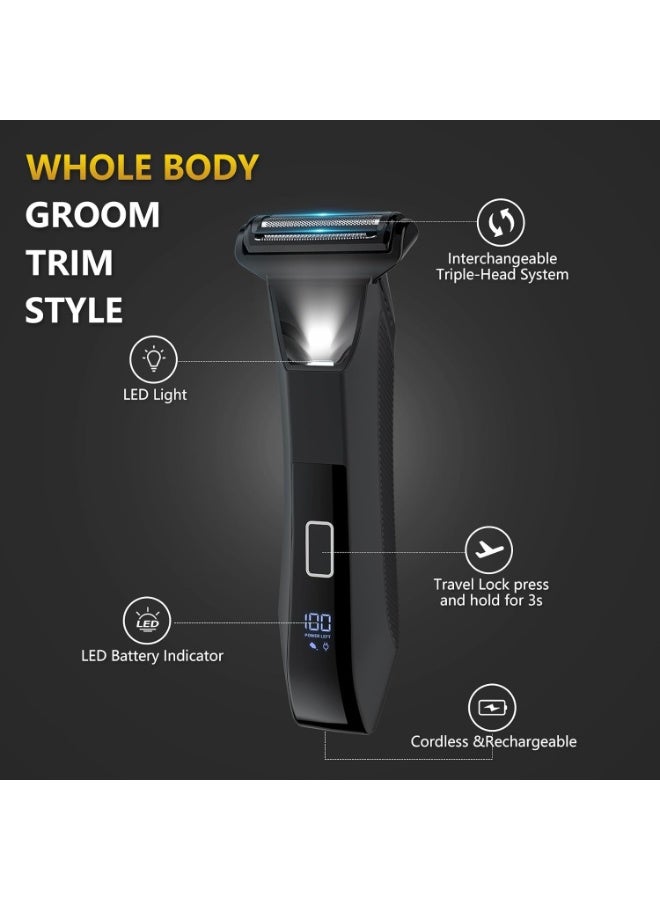 Suttik 3 in 1 Manscape Trimmer for Men, Body & Ball Hair Trimmer，Nose Hair Trimmer ，Wet/Dry Electric Razors Smooth No-Nick Shaving ，IPX7 Waterproof Men's Grooming Kit with Travel Case - Image 5