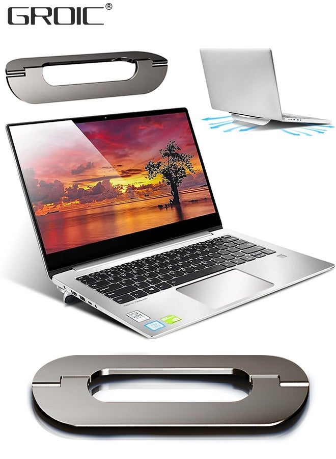 GROIC Portable Laptop Stand, Black Foldable Invisible Alloy Lightweight Self-Adhesive Laptop Keyboard Holder Riser, Ergonomic, Compatible with 11.6 to 17 Inches Notebook Computer.  - Image 1