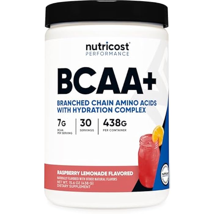 Nutricost BCAA + Hydration Powder (Raspberry Lemonade) 30 Servings - Branched Chain Amino Acids with Hydration Complex - Gluten-Free, Non-GMO - Image 1