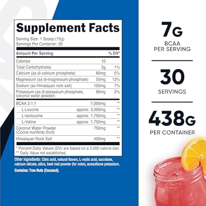 Nutricost BCAA + Hydration Powder (Raspberry Lemonade) 30 Servings - Branched Chain Amino Acids with Hydration Complex - Gluten-Free, Non-GMO - Image 2