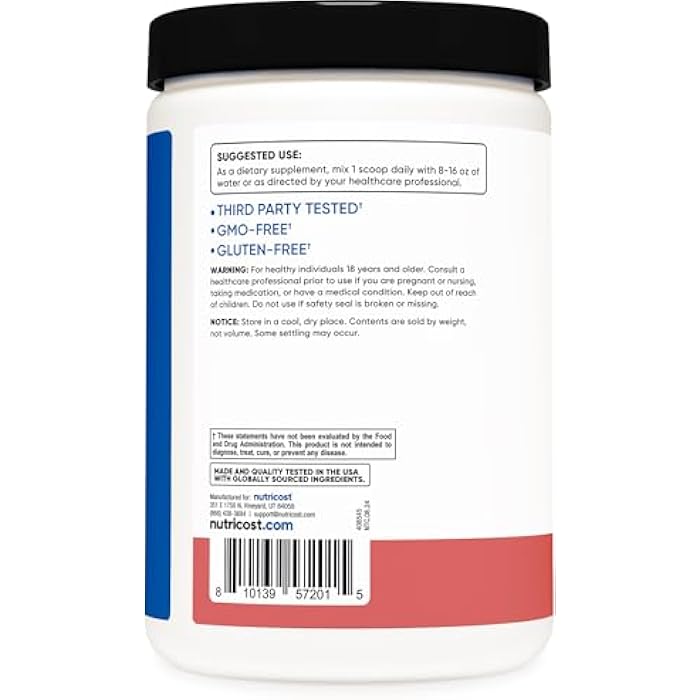 Nutricost BCAA + Hydration Powder (Raspberry Lemonade) 30 Servings - Branched Chain Amino Acids with Hydration Complex - Gluten-Free, Non-GMO - Image 4