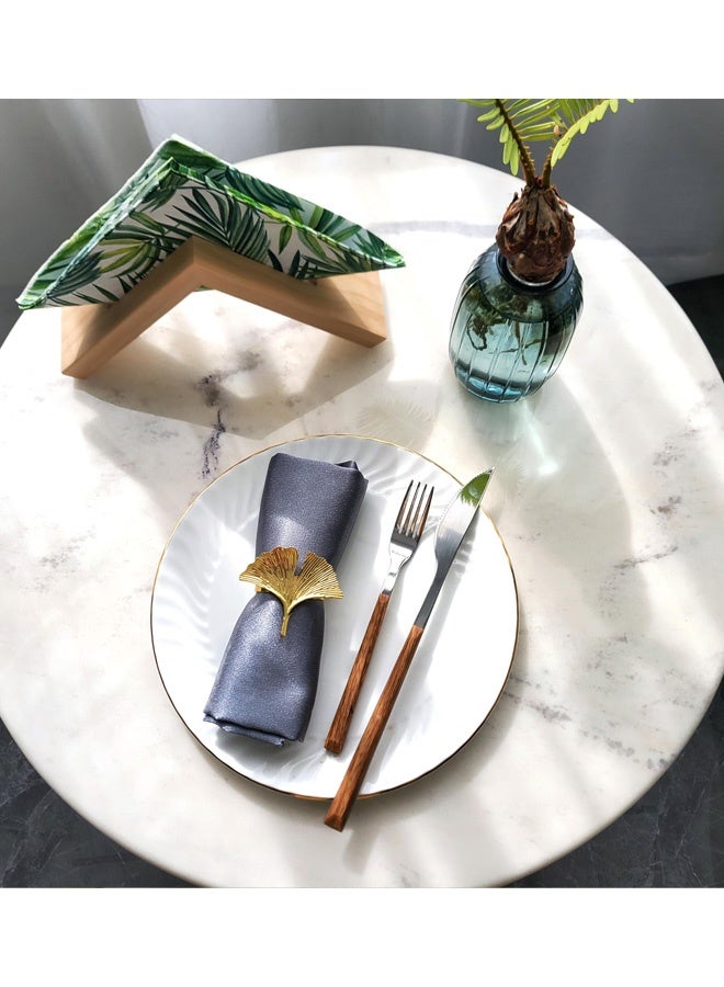 Set of 8 Gold Napkin Rings  Leaf Napkin Holders for Cloth Napkins Modern Metal Napkin Ring Holder for Dining Wedding Fall Party of Table Setting Perfect Table Decor - Image 4