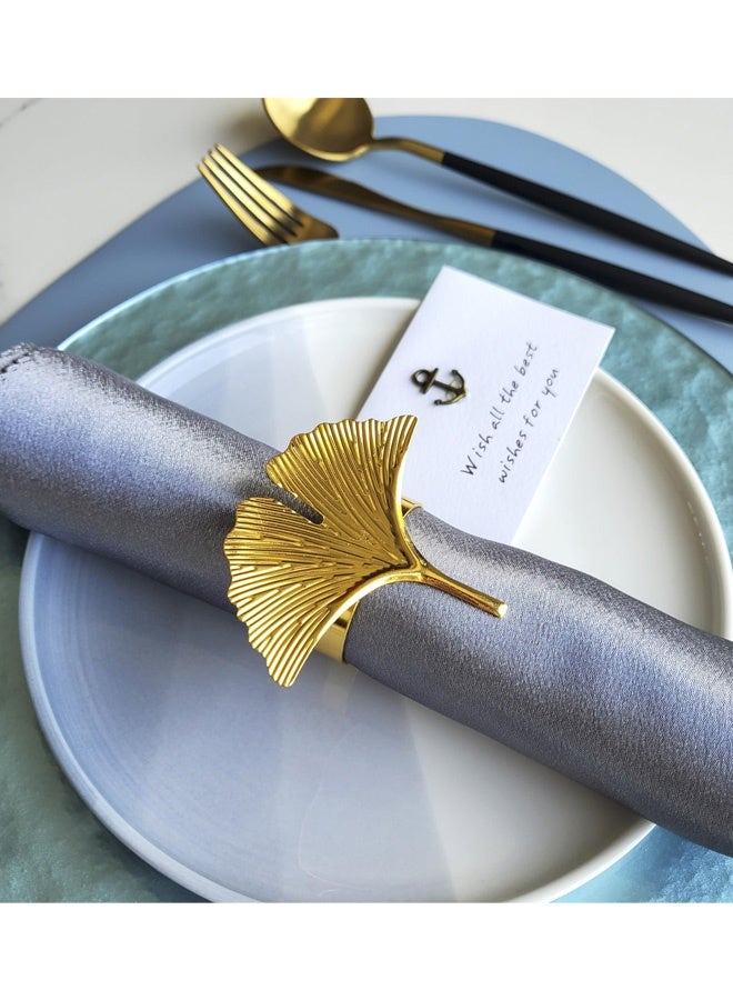 Set of 8 Gold Napkin Rings  Leaf Napkin Holders for Cloth Napkins Modern Metal Napkin Ring Holder for Dining Wedding Fall Party of Table Setting Perfect Table Decor - Image 5