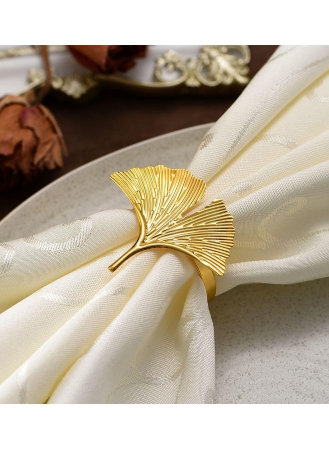 Set of 8 Gold Napkin Rings  Leaf Napkin Holders for Cloth Napkins Modern Metal Napkin Ring Holder for Dining Wedding Fall Party of Table Setting Perfect Table Decor - Image 2