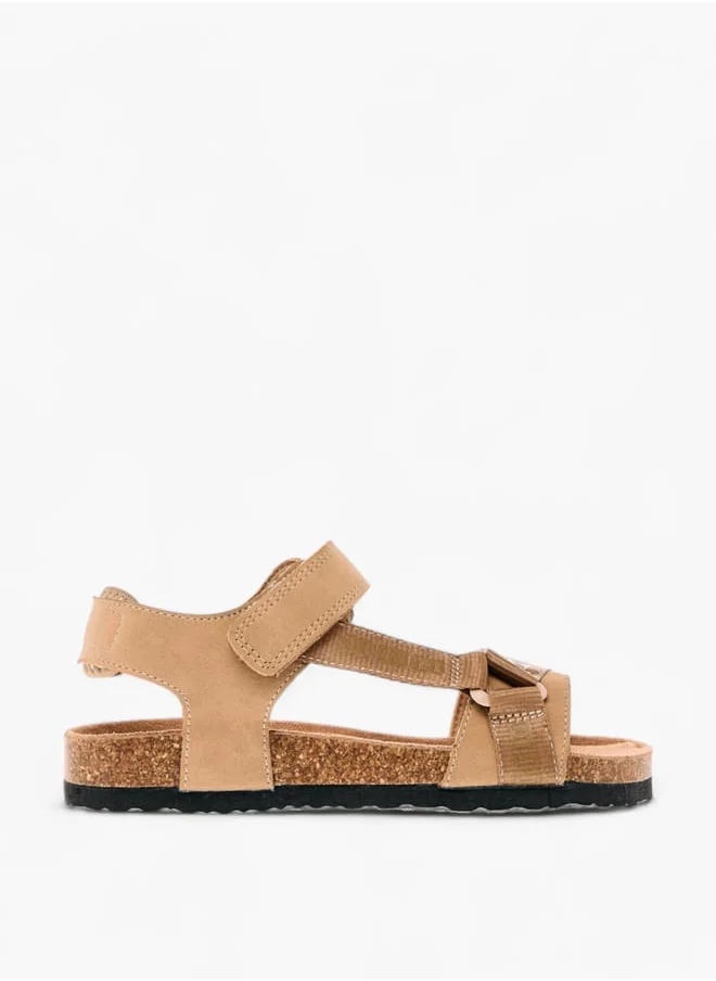 Mister Duchini Boys Monogram Print Strap Sandals With Hook And Loop Closure