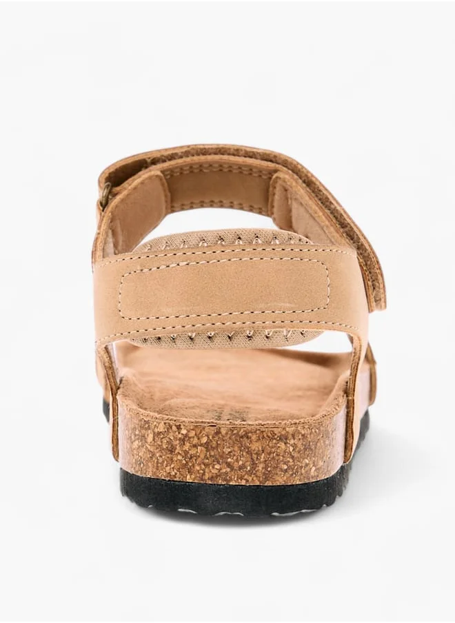 Mister Duchini Boys Monogram Print Strap Sandals With Hook And Loop Closure