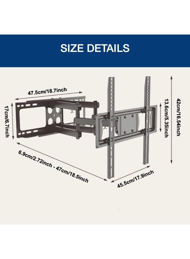 XVersion Full Motion TV Wall Mount for Most 26-70 Inch TVs, Dual Articulating Arm Wall Bracket with Swivel, Tilt and Extension, Max 45.5kg/100lbs, Adjustable Corner TV Mount - Image 4