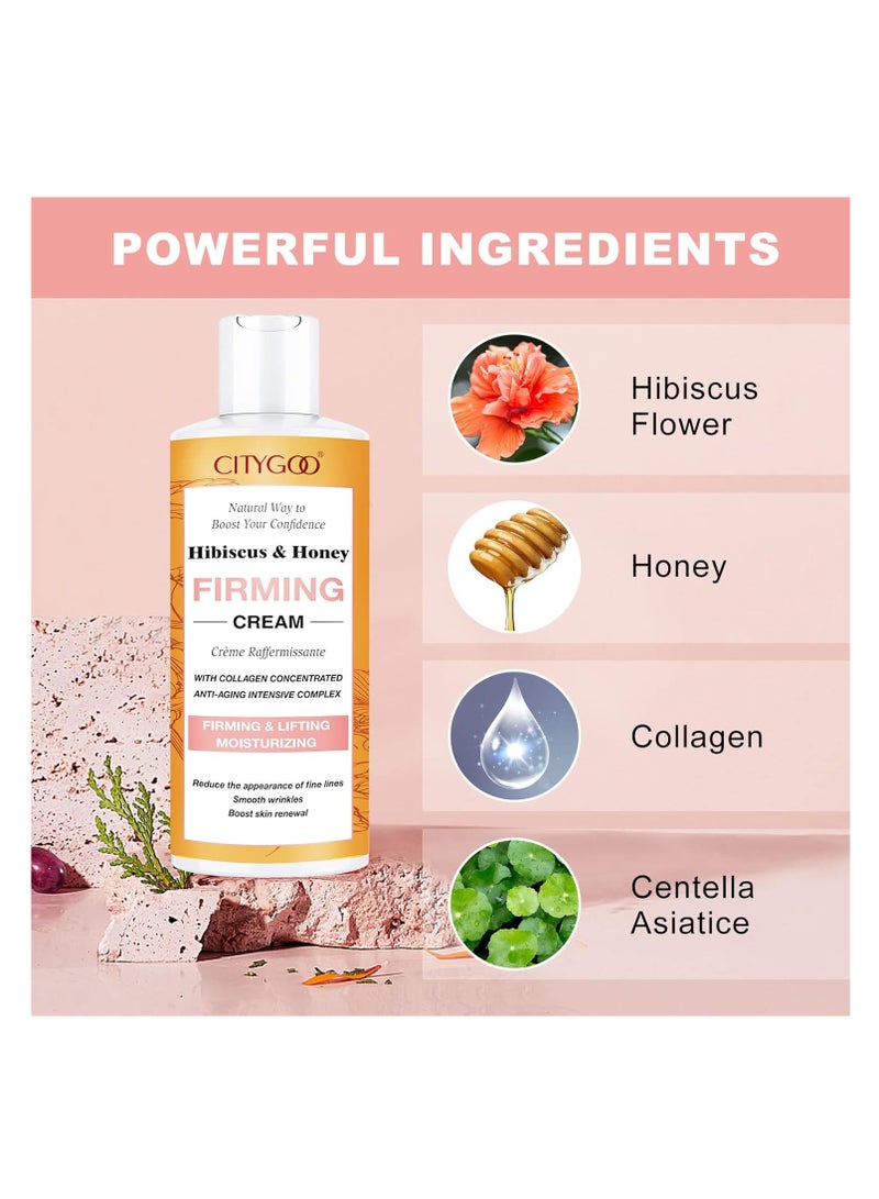 CITYGOO Hibiscus and Honey Firming Cream, Skin Tightening Lotion, Reduces the Look of Neck Lines, Tightens & Smooths - With Collagen & Hyaluronic Acid -4 FL OZ/120 ML - Image 2