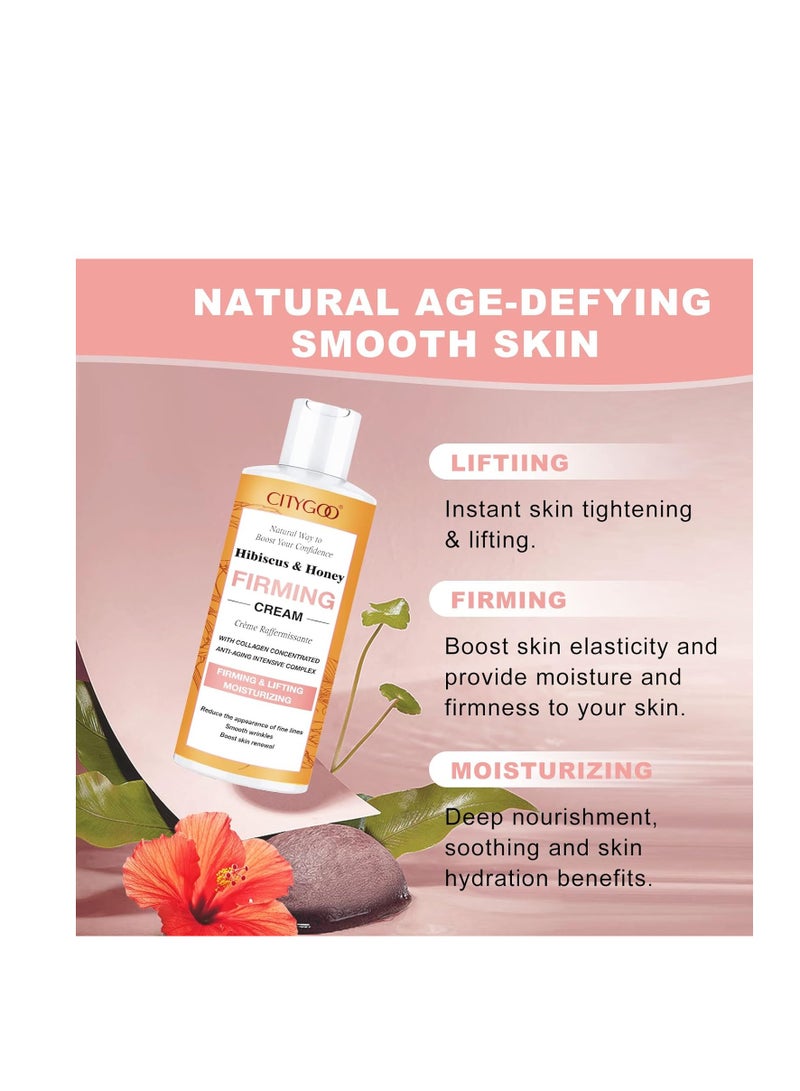 CITYGOO Hibiscus and Honey Firming Cream, Skin Tightening Lotion, Reduces the Look of Neck Lines, Tightens & Smooths - With Collagen & Hyaluronic Acid -4 FL OZ/120 ML - Image 3