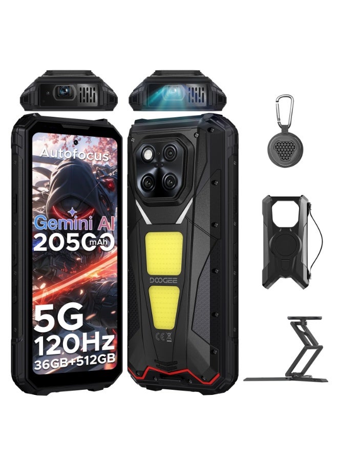 DOOGEE V Max Play VIP 5G Rugged Phone with 100 Lumens Projector, 36GB+512GB, 200MP+32MP Camera, 20500mAh Battery / 45W Fast Charging, Dimensity 7300 Rugged Smartphone, 6.78" FHD+ 120Hz Display, 1200LM Dual Camping Lights, WiFi 6E / NFC / Widevine L1 - Image 1