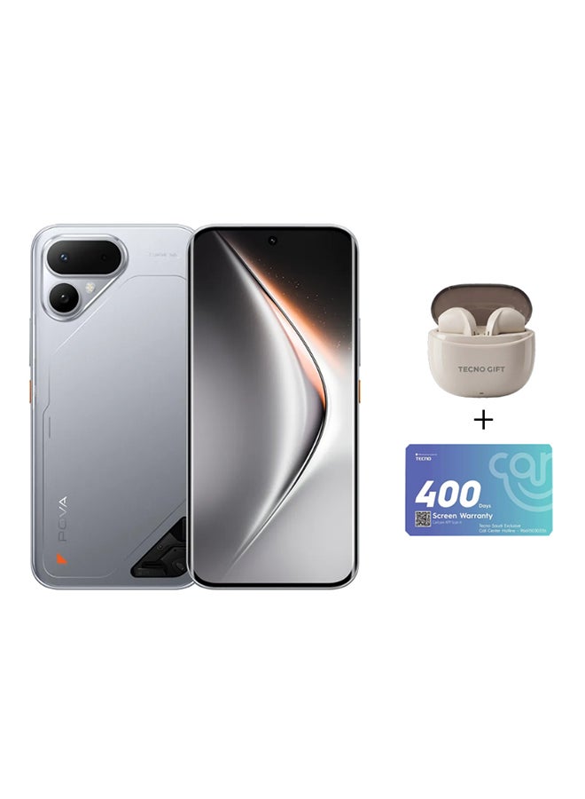 تكنو بوفا كيرف 2 5G 8GB RAM 256GB فضة ذائبة مع سماعات أذن وبطاقة ضمان شاشة لمدة 400 يوم - النسخة الشرق أوسطية - Image 1