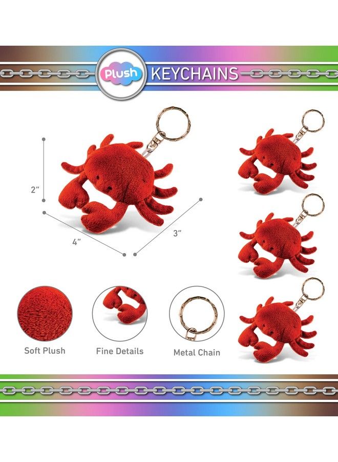 Puzzled Red Crab Plush Keychain Stuffed Animal Toy Soft Ocean Life Animal Crab Charm Keyring Cute Decorative Plush Toy Accessory For Kids Bag Purse Backpack 4 Inches  - Image 3