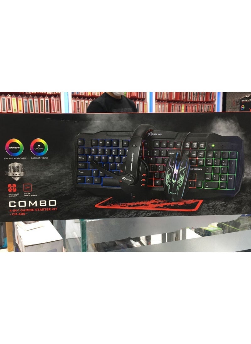 The SpectrumStorm CM-406 4-in-1 RGB Gaming Combo: Elevate Your Gaming Experience with Dynamic Keyboard, Precision Mouse, Immersive Headphone, and Personalized RGB Lighting Integration