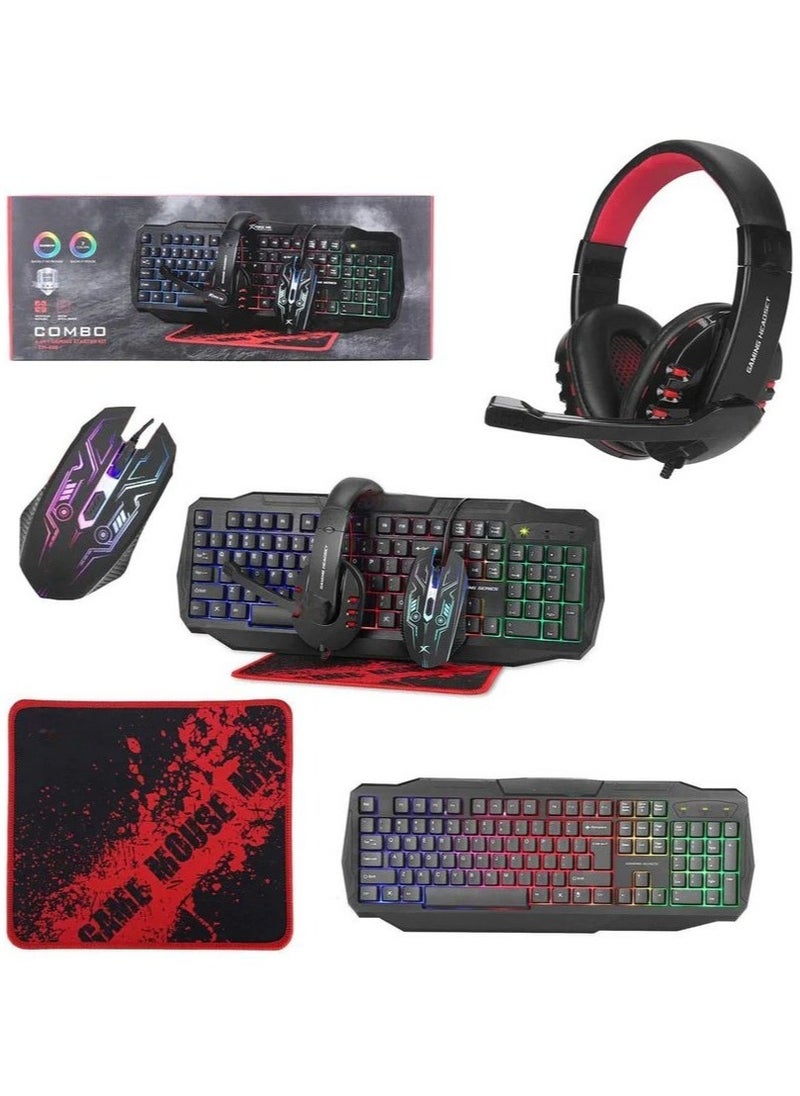 Generic The SpectrumStorm CM-406 4-in-1 RGB Gaming Combo: Elevate Your Gaming Experience with Dynamic Keyboard, Precision Mouse, Immersive Headphone, and Personalized RGB Lighting Integration  - Image 1
