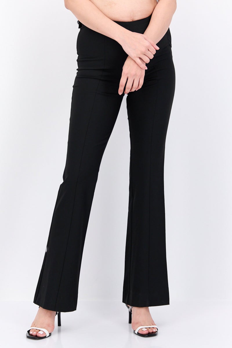 SELECTED FEMME Women Regular Fit Straight Leg Plain Pants, Black - Image 1