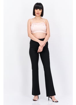 SELECTED FEMME Women Regular Fit Straight Leg Plain Pants, Black  - Image 4