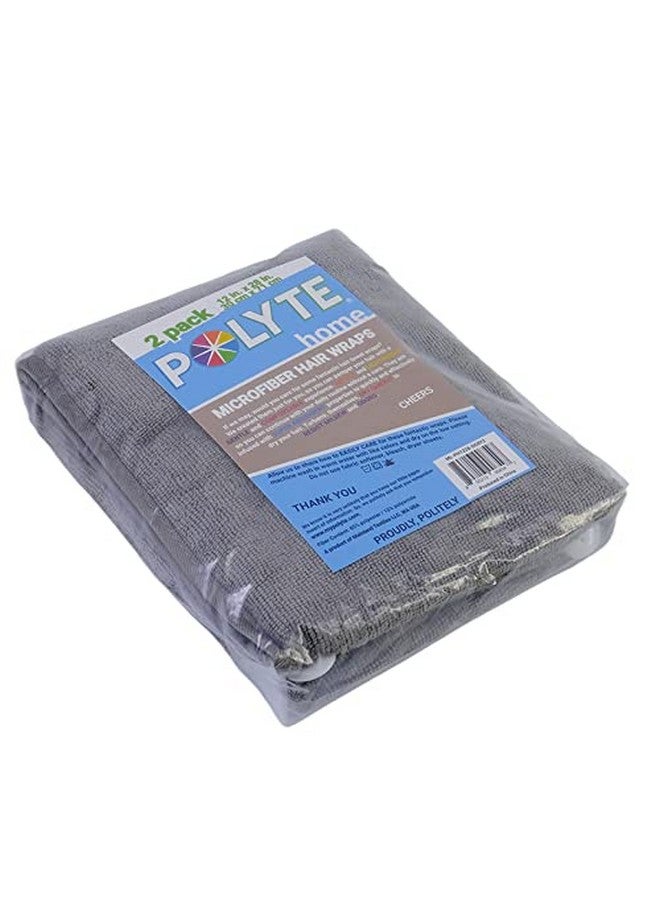 POLYTE Microfiber Hair Turban Wrap Drying Towel (12x28 Large, 2 Dark Gray) - Image 5
