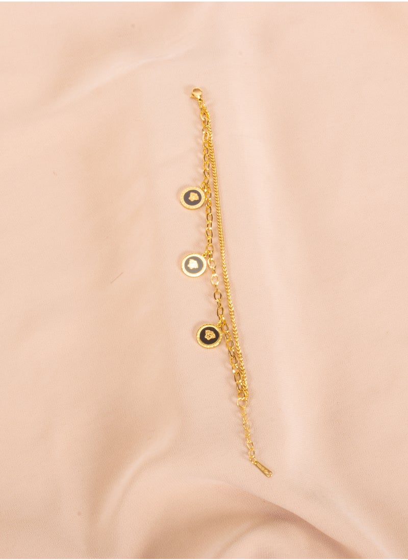 The Black Pearl Accessories Medousa Stainless Steel Golden Bracelet  - Image 1