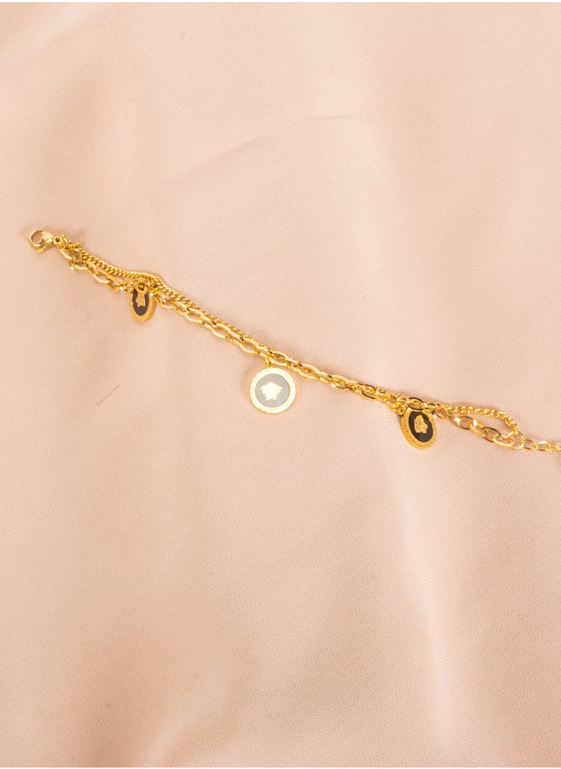 The Black Pearl Accessories Medousa Stainless Steel Golden Bracelet  - Image 2