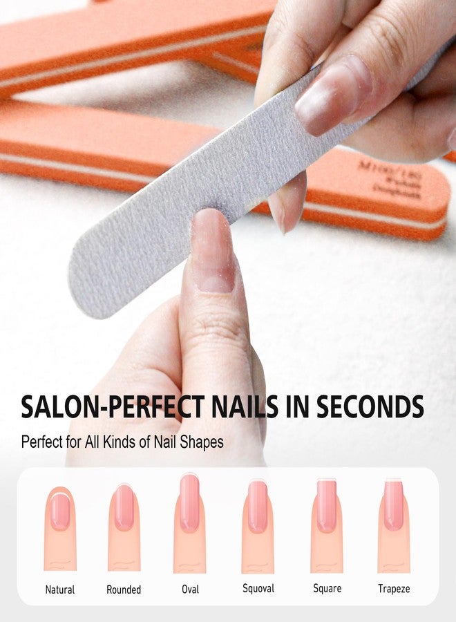 BALUCA 10-Pack Professional Nail Files & Buffers for Acrylic & Natural Nails | Double-Sided 100/180 Grit Emery Boards | Reusable Salon-Grade Nail Filer & Shine Kit for Women & Pets (Orange) - Image 3