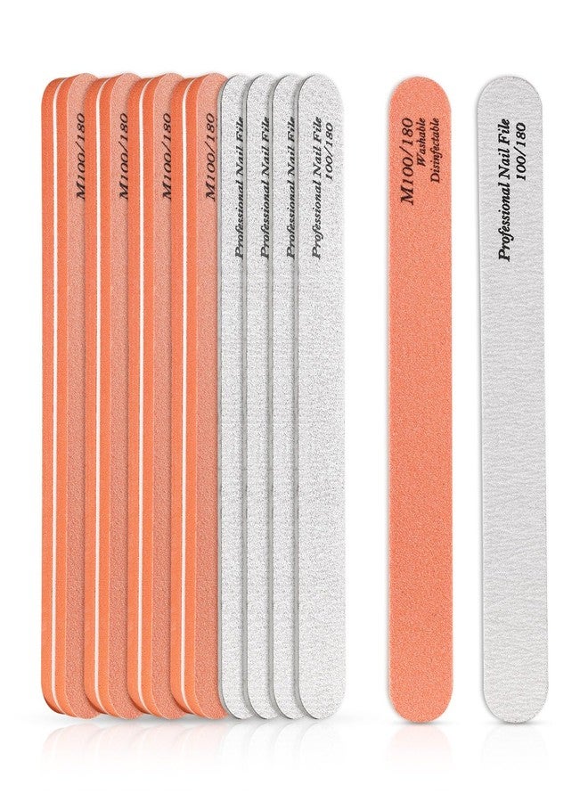 BALUCA 10-Pack Professional Nail Files & Buffers for Acrylic & Natural Nails | Double-Sided 100/180 Grit Emery Boards | Reusable Salon-Grade Nail Filer & Shine Kit for Women & Pets (Orange) - Image 1