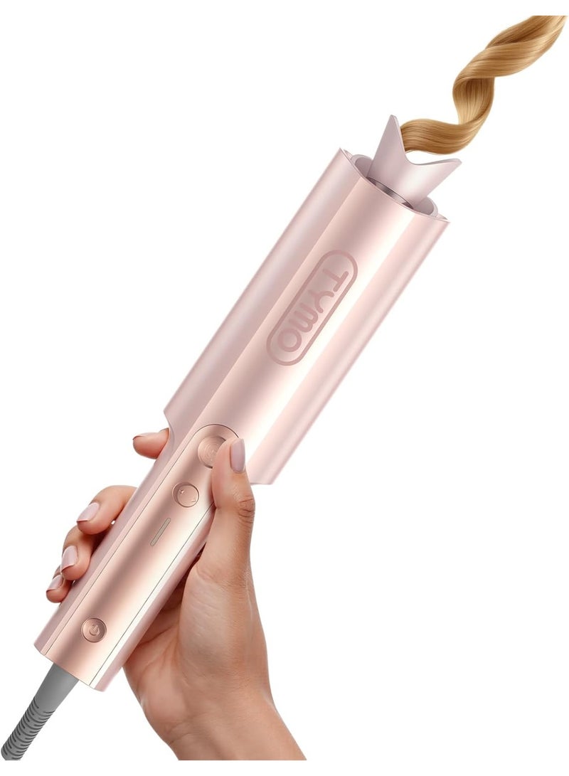 TYMO CurlPro Plus Automatic Rotating Curling Iron, Long Barrel Ceramic Hair Curler for Long Hair, 25mm, Gold Blush - Image 1