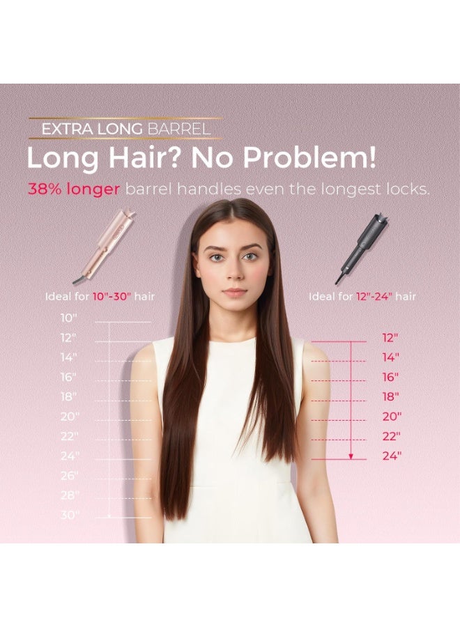 TYMO CurlPro Plus Automatic Rotating Curling Iron, Long Barrel Ceramic Hair Curler for Long Hair, 25mm, Gold Blush - Image 5