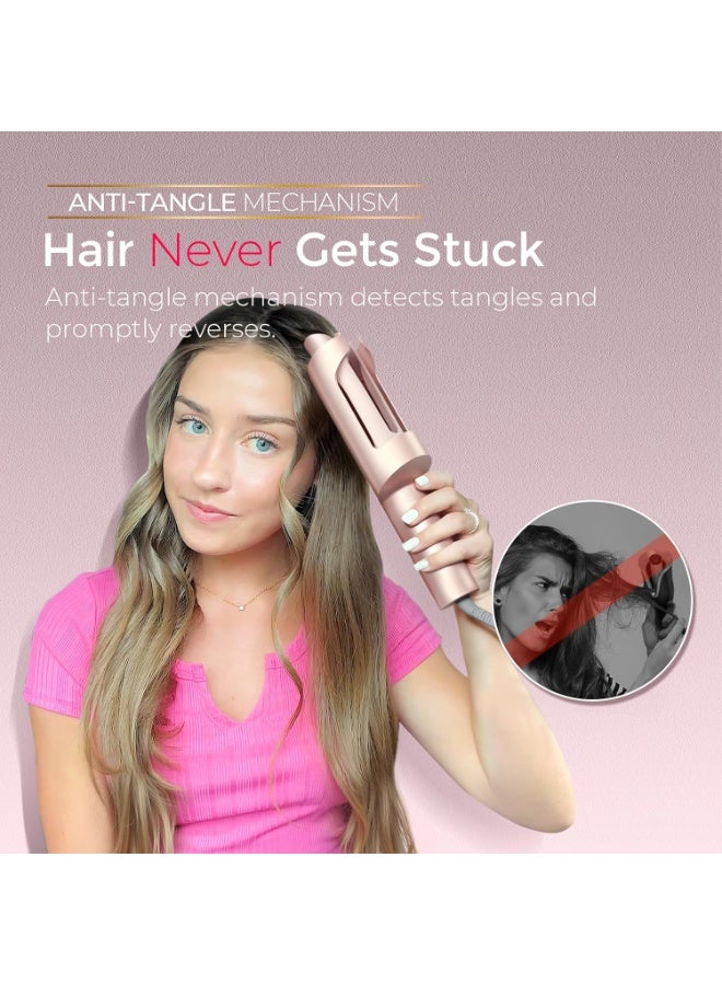 TYMO CurlPro Plus Automatic Rotating Curling Iron, Long Barrel Ceramic Hair Curler for Long Hair, 25mm, Gold Blush - Image 3