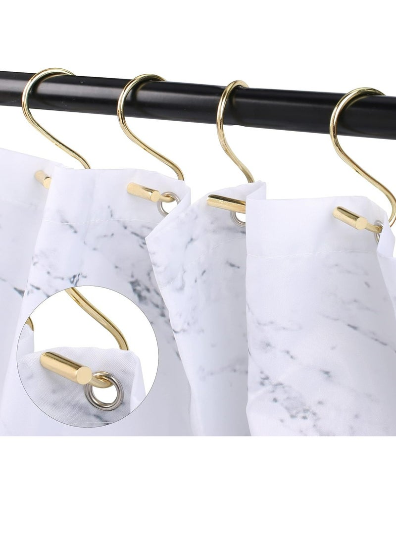 Shower Curtain Hooks, Set of 12 Metal T-Bar Shower Hook Rings, Stainless Steel Rust Proof S Shaped Hooks, for Bathroom Shower Curtain Rod,Kitchen Utensils, Clothing, Towels(Gold)  - Image 2