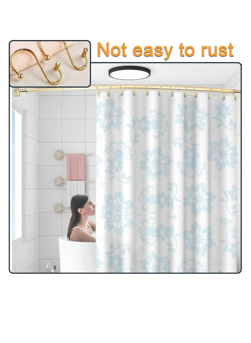 Shower Curtain Hooks, Set of 12 Metal T-Bar Shower Hook Rings, Stainless Steel Rust Proof S Shaped Hooks, for Bathroom Shower Curtain Rod,Kitchen Utensils, Clothing, Towels(Gold)  - Image 4