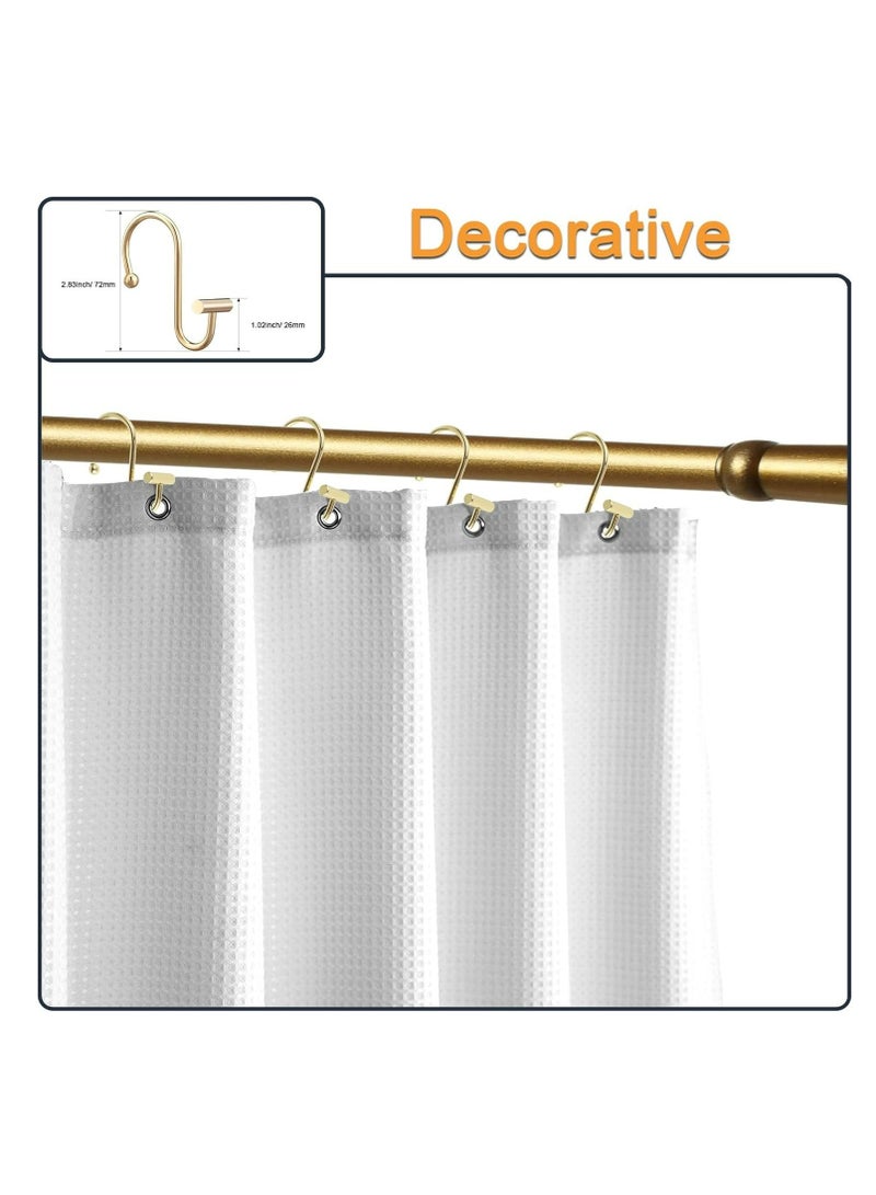 Shower Curtain Hooks, Set of 12 Metal T-Bar Shower Hook Rings, Stainless Steel Rust Proof S Shaped Hooks, for Bathroom Shower Curtain Rod,Kitchen Utensils, Clothing, Towels(Gold)  - Image 5