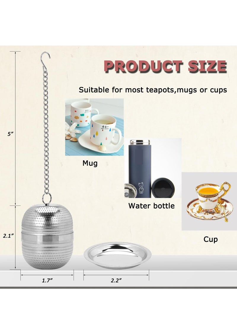 Excefore - Tea Infuser Strainer, 2Pcs Stainless Steel Tea Strainers for Loose Tea, Loose Leaf Tea Steeper, Fine Mesh Tea Ball holder with Chain Hook, Reusable Tea Filter Bags Diffusers - Image 1