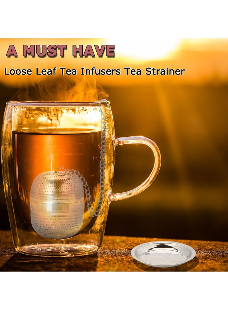 Excefore - Tea Infuser Strainer, 2Pcs Stainless Steel Tea Strainers for Loose Tea, Loose Leaf Tea Steeper, Fine Mesh Tea Ball holder with Chain Hook, Reusable Tea Filter Bags Diffusers - Image 1
