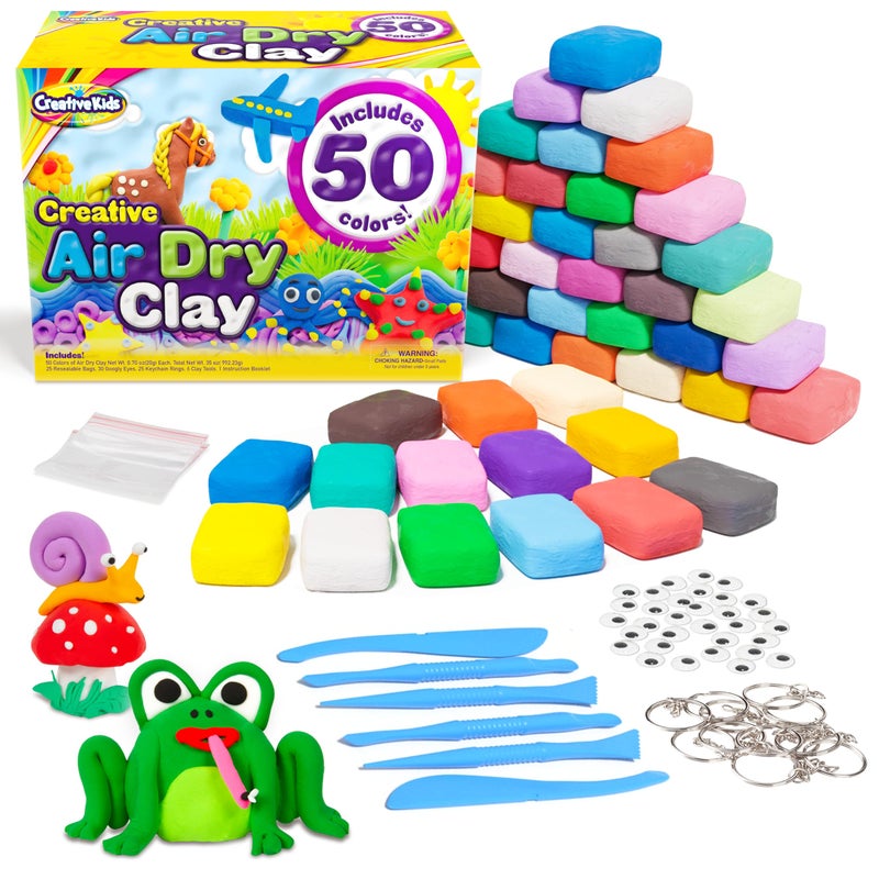 Creative Kids Creative Kids Air Dry Clay Kit for Kids  Modeling Clay Bulk Classroom Art Craft Set 50 Vibrant Colors  6 Clay Tools