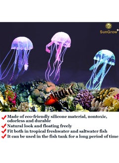 SunGrow Jellyfish Aquarium Decorations, Silicone Fish Tank Ornaments, Colorful Decor Glows in Blacklight, Adds Beauty to Freshwater & Saltwater Tanks and Terrariums, 6pcs  - Image 2