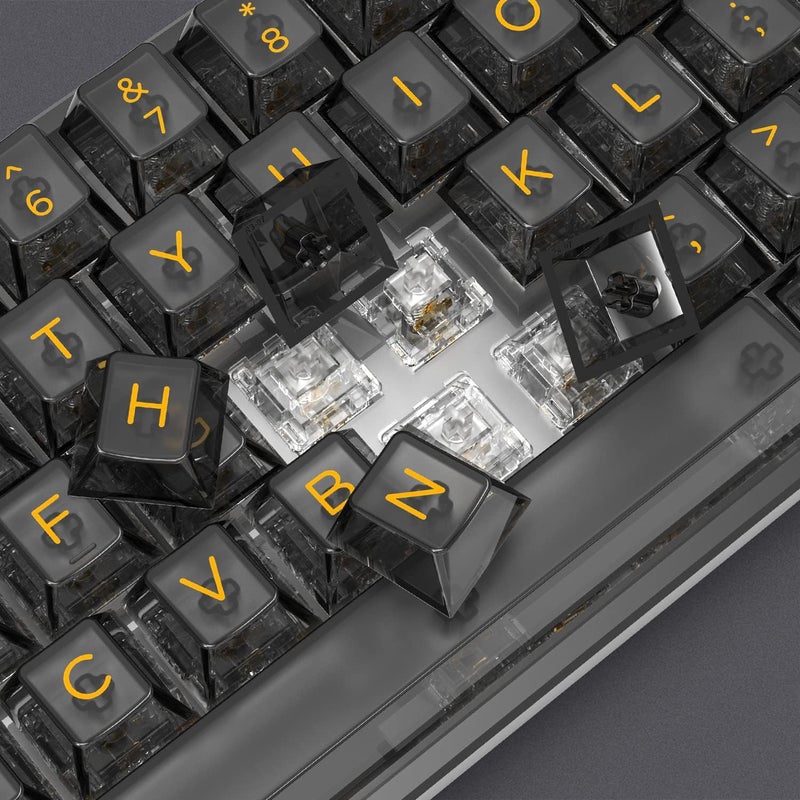 dagaladoo أغطية مفاتيح شفافة كريستالية، مادة PC، شفافة سوداء، ملف Cherry لمفاتيح Cherry Gateron MX للوحة مفاتيح ميكانيكية للألعاب (140 مفتاحًا، أغطية مفاتيح فقط) - Image 3