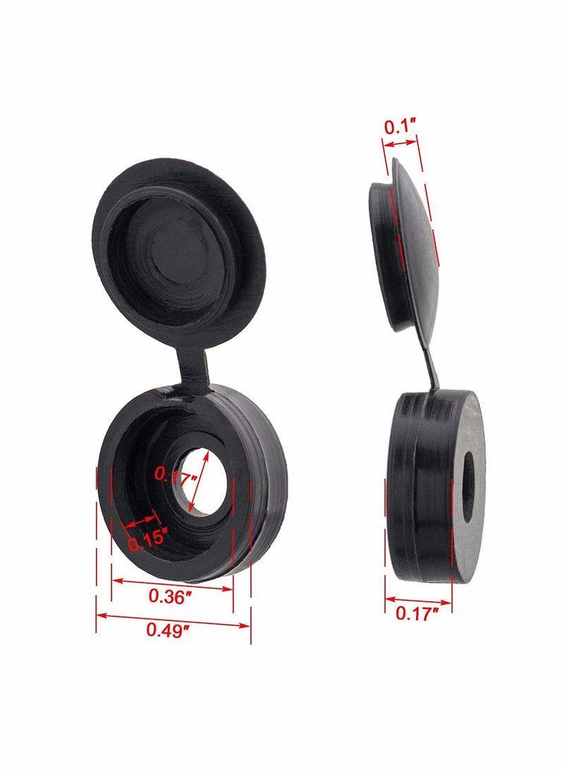 Fold Over Screw Snap Covers, Hinged Screw Cover Caps, Plastic Screw Caps Fold Screw Snap Covers Washer Flip Tops - 100 Pcs - Image 3