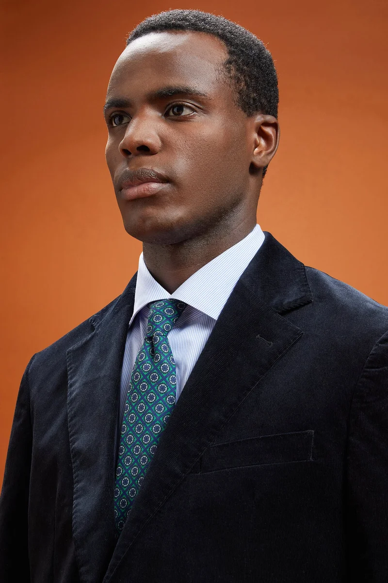 Doppelganger Men's micro patterned tie - Green/Blue