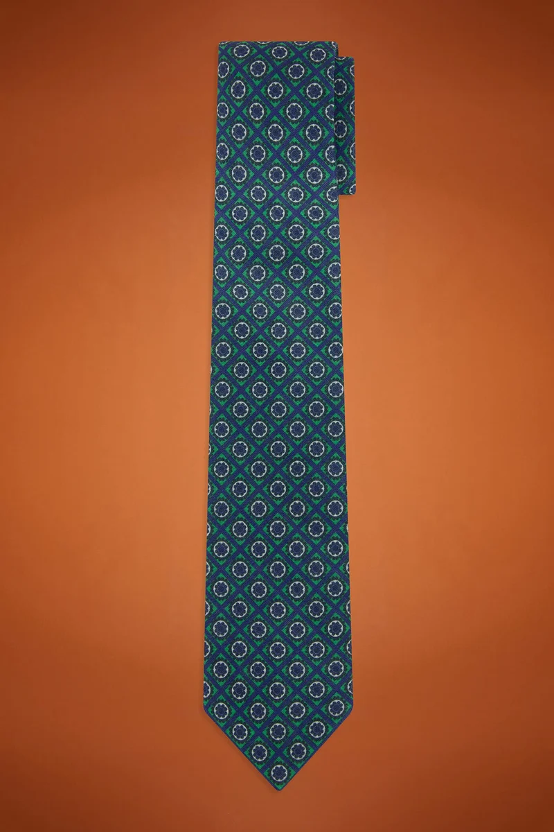 Doppelganger Men's micro patterned tie - Green/Blue