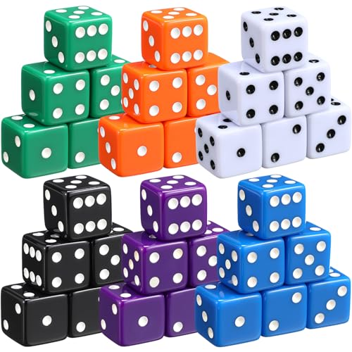 Seenelling 36 Piece 19mm Casino Theme Party Dice Sets Acrylic Large D6 Opaque Dice Bulk for Board Games Birthday Theme Party Supply Fashion Color - Image 1