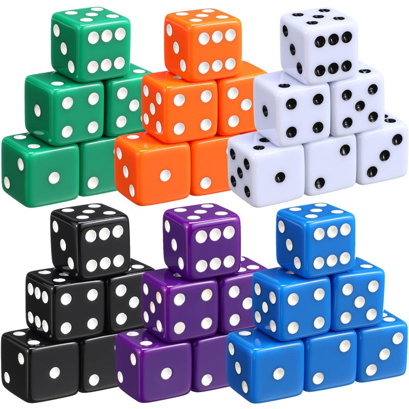 Seenelling 36 Piece 19mm Casino Theme Party Dice Sets Acrylic Large D6 Opaque Dice Bulk for Board Games Birthday Theme Party Supply Fashion Color - Image 3