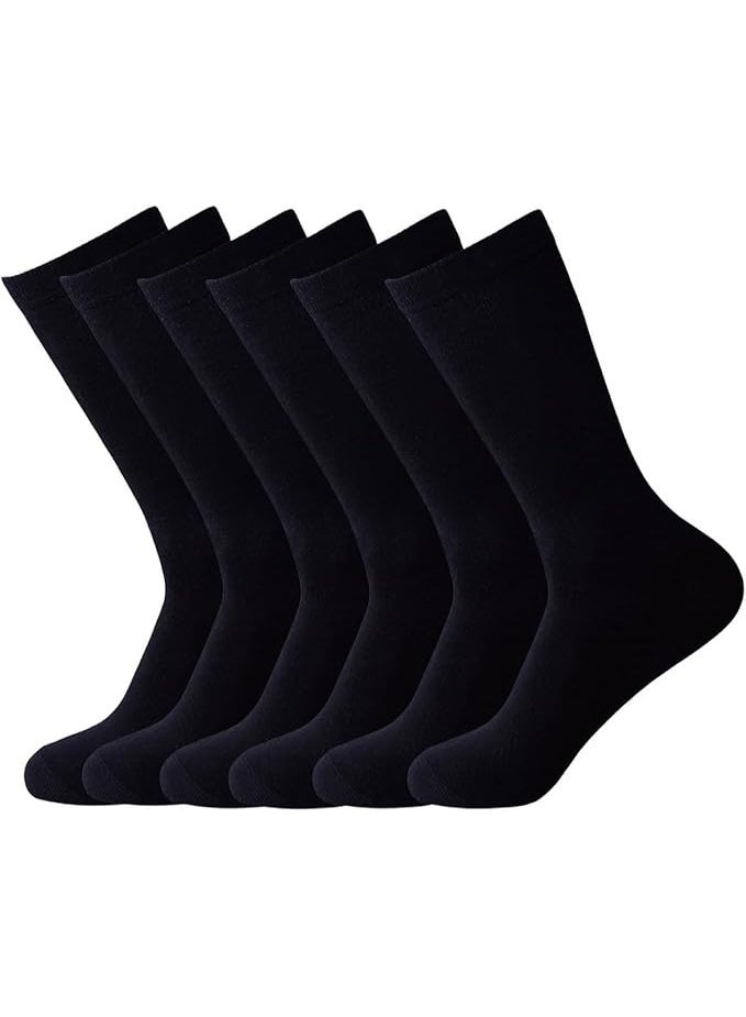 جوارب رسمية رجالية، 6 أزواج، مصنوعة من القطن الممشط، جوارب رجالية رسمية للأعمال، ناعمة ماصة، قابلة للتنفس، نمط كلاسيكي، جوارب طويلة كاجوال مناسبة لجميع المواسم، مقاس واحد - Image 1