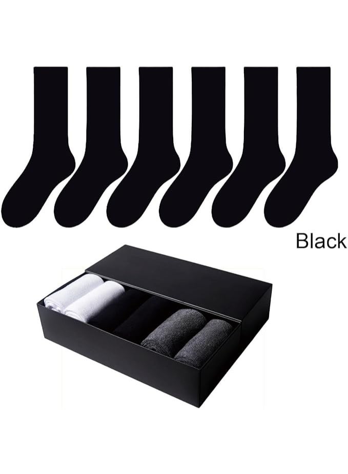 جوارب رسمية رجالية، 6 أزواج، مصنوعة من القطن الممشط، جوارب رجالية رسمية للأعمال، ناعمة ماصة، قابلة للتنفس، نمط كلاسيكي، جوارب طويلة كاجوال مناسبة لجميع المواسم، مقاس واحد - Image 2