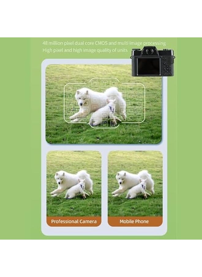 AL RAID - 4K Digital Camera, Autofocus Vedio Camera with 3 Screen, 48MP 16x Digital Zoom Anti-shake Compact Vlogging Camera, for Teen Beginners Photography - Image 1